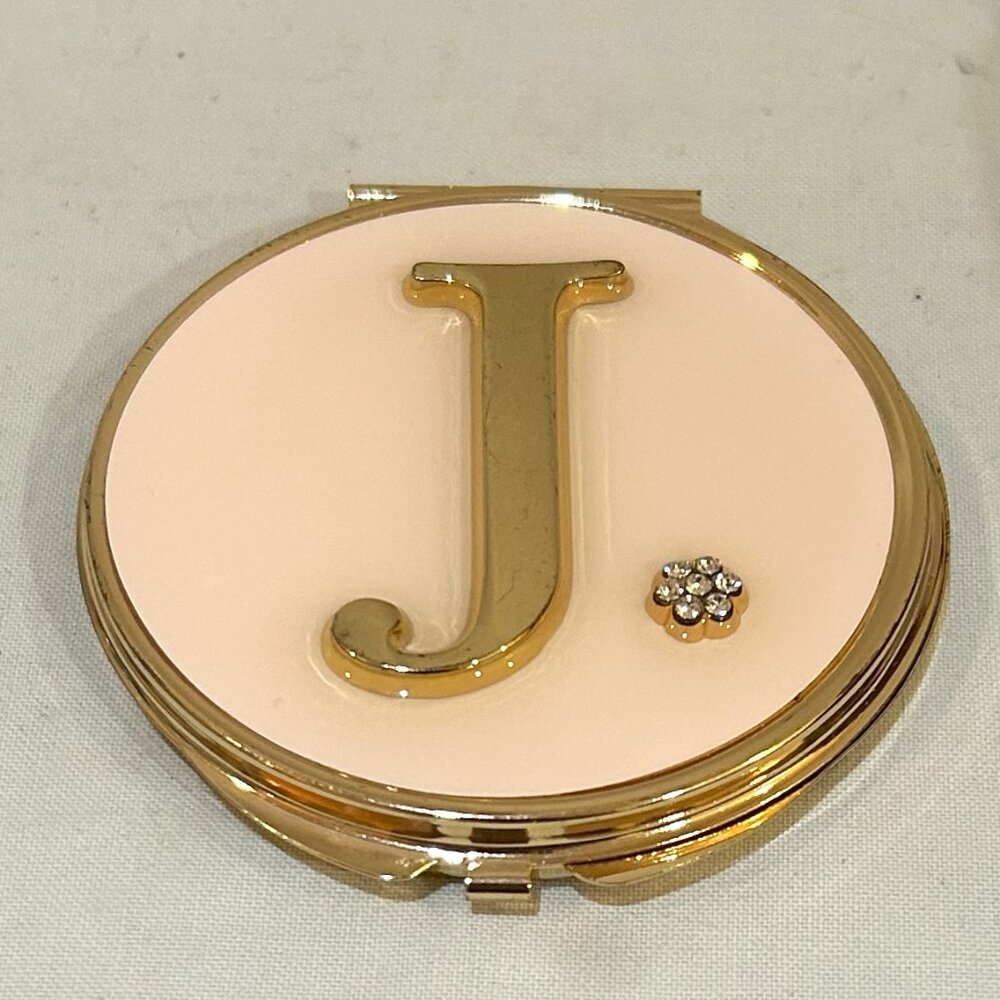 Pink Sky Monogrammed J Compact Mirror
